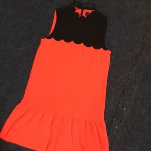 Ladies Orange and Black Sleeveless Dress